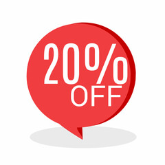 20% DISCOUNT Banner Discount Sale. Offer price tag discount. Special offers . Vector Sticker Illustration
