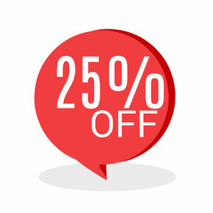 25% DISCOUNT Banner Discount Sale. Offer price tag discount. Special offers . Vector Sticker Illustration