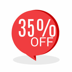 35% DISCOUNT Banner Discount Sale. Offer price tag discount. Special offers . Vector Sticker Illustration