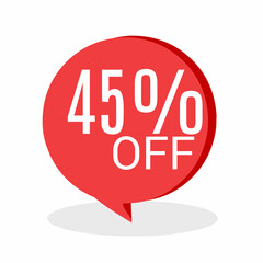 45% DISCOUNT Banner Discount Sale. Offer price tag discount. Special offers . Vector Sticker Illustration