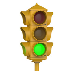 Vintage retro looking Traffic light semaphore isolated on transparent background high quality 3d render 