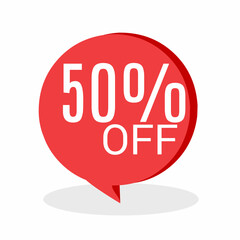 50% DISCOUNT Banner Discount Sale. Offer price tag discount. Special offers . Vector Sticker Illustration
