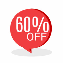60% DISCOUNT Banner Discount Sale. Offer price tag discount. Special offers . Vector Sticker Illustration