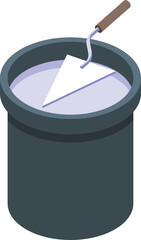 Mortar bucket icon isometric vector. Home renovation. New loan