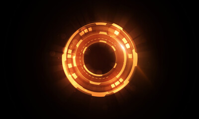 Abstract futuristic background of circle round glowing technology sci fi frame. hud ui