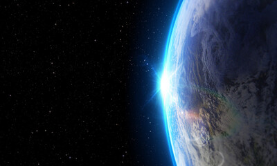 Fototapeta na wymiar Earth planet in deep space. Outer dark space wallpaper