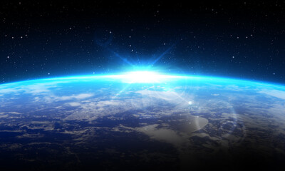 Earth planet in deep space. Outer dark space wallpaper