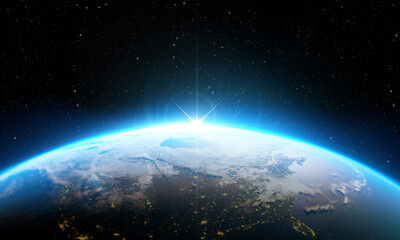 Obraz premium Earth planet in deep space. Outer dark space wallpaper
