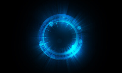 Abstract futuristic background of circle round glowing technology sci fi frame. hud ui