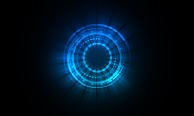 Abstract futuristic background of circle round glowing technology sci fi frame. hud ui
