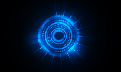 Abstract futuristic background of circle round glowing technology sci fi frame. hud ui