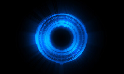 Abstract futuristic background of circle round glowing technology sci fi frame. hud ui