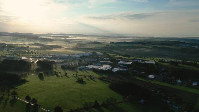 Aerial shot of the green landscape of Bad Marienberg in Germany