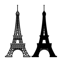 Eiffel tower, silhouette, shape, vector illustration - 535493669