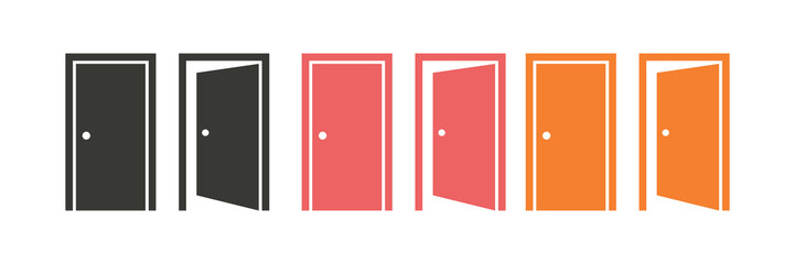 Doors vector set icon. Different colors vector set design template