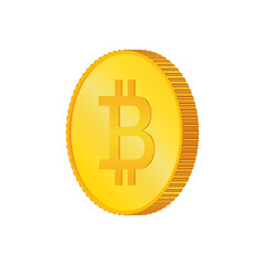 Bitcoin. 3D isometric physical coin.