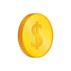 Dollar. 3D isometric physical coins.