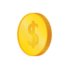 Dollar. 3D isometric physical coins.