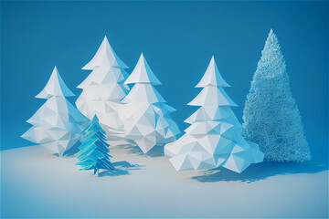 Christmas blue paper tree