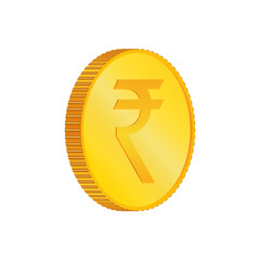 Rupee. 3D isometric Physical coin.