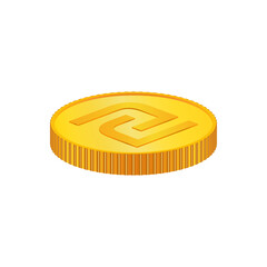 Sheqel. 3D isometric Physical coin.