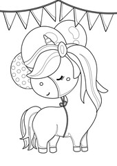 Cute Unicorn Horse Animal Coloring Pages A4 for Kids and Adult