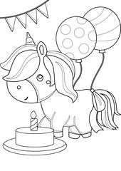 Cute Unicorn Horse Animal Coloring Pages A4 for Kids and Adult