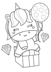 Cute Unicorn Horse Animal Coloring Pages A4 for Kids and Adult