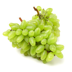 Green grapes on white background
