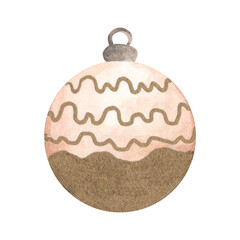 Ball for a Christmas tree. Watercolor illustration.