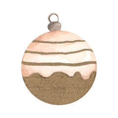 Ball for a Christmas tree. Watercolor illustration.