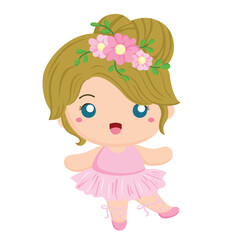 Cute Little Girl Ballerina Ballet Illustration Vector Clipart