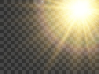 Bright beautiful star.Vector illustration of a light effect on a transparent background.