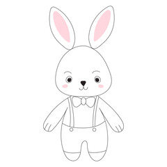 Obraz premium rabbit, hare cartoon sketch ,outline icon isolated vector