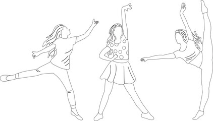 dancing women sketch ,outline icon isolated vector