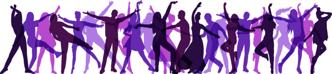 Obraz na płótnie Canvas people dancing dancers silhouette on white background isolated vector