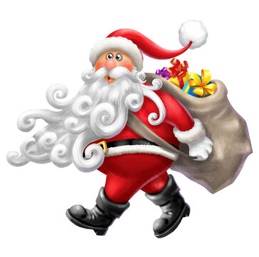 babbo natale che cammina con sacco sulle spalle
