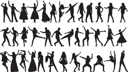 dancers silhouette set of dancing people on white background isolated vector