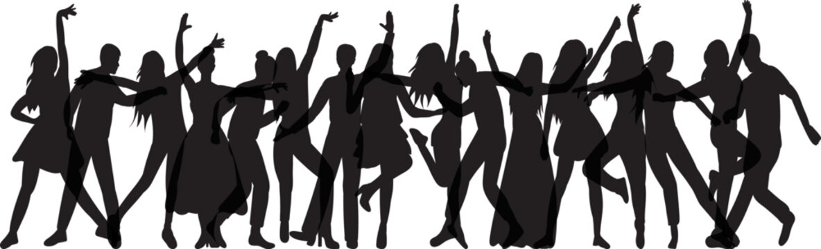 people dancing dancers silhouette on white background