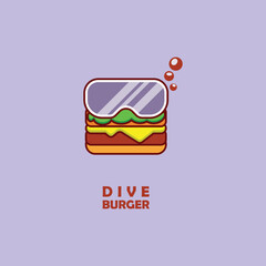 abstract vector swimming burger logo icon.