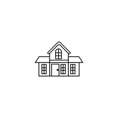 children's education house line vector illustration