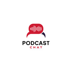 Minimalist Podcast Chat Logo Vector
