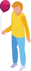 Kid with balloon icon isometric vector. Nature selling. Fair carnival