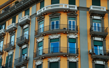 Updated building facade in Naples, Italy.