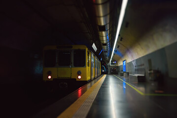 Fototapeta na wymiar Train metro station in the subway.