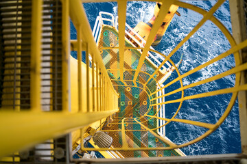 Ladder is used to climb onto offshore oil and gas rigs.