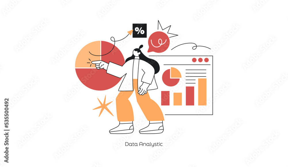 Poster flat vector design statistical and data analysis for business finance investment concept. flat vecto
