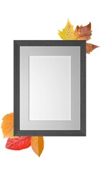 Colored fall leaves with photo frame