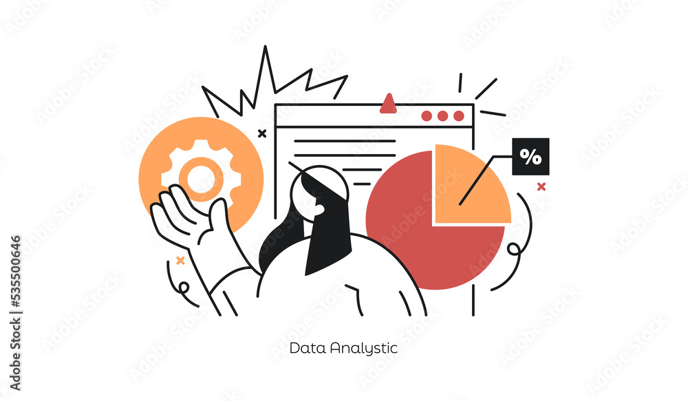 Poster flat vector design statistical and data analysis for business finance investment concept. flat vecto