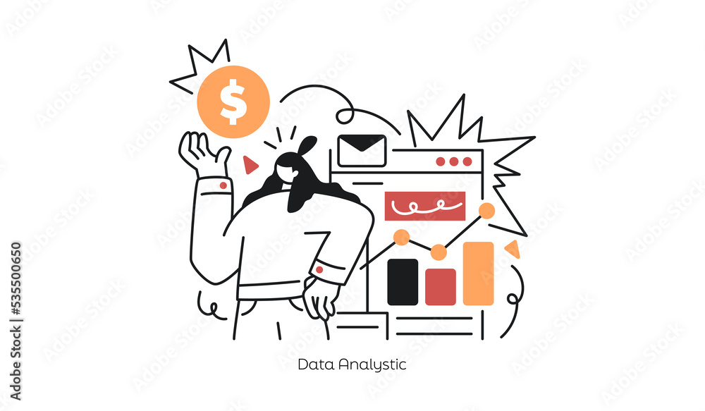 Aufkleber flat vector design statistical and data analysis for business finance investment concept. flat vecto